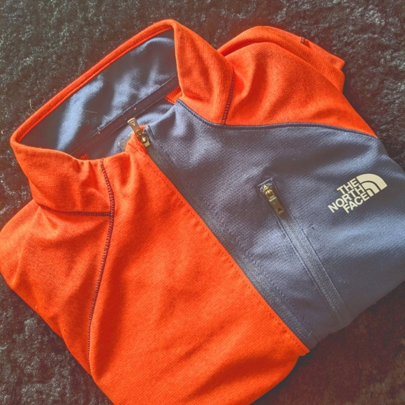 The North Face Orange and Gray Half-Zip Sweater - Picture 1 of 5